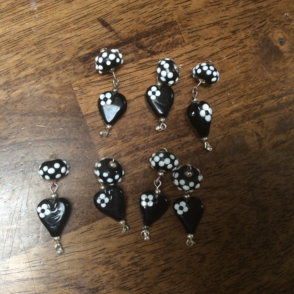 7 Lampwork Heart Bead Sets